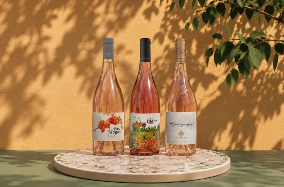 Bouteilles de vin rosé pour le printemps