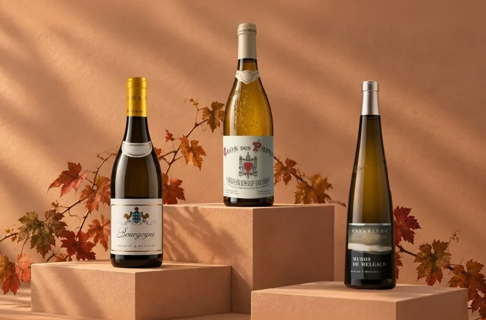 Bouteilles de vin blanc pour l'automne