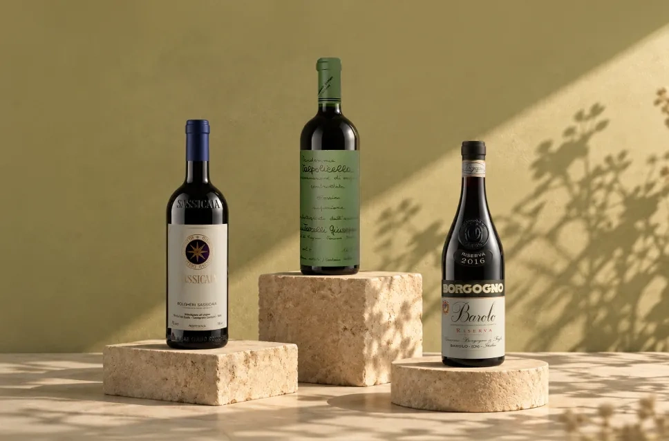 Bouteilles de vin d’Italie