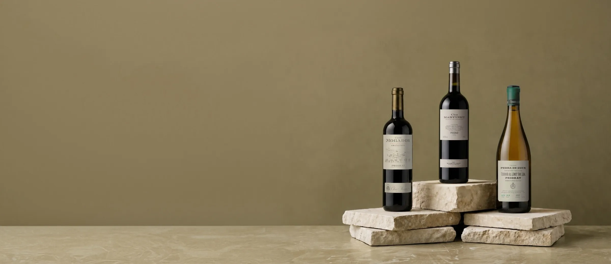 Bouteilles de vin de la région du Priorat