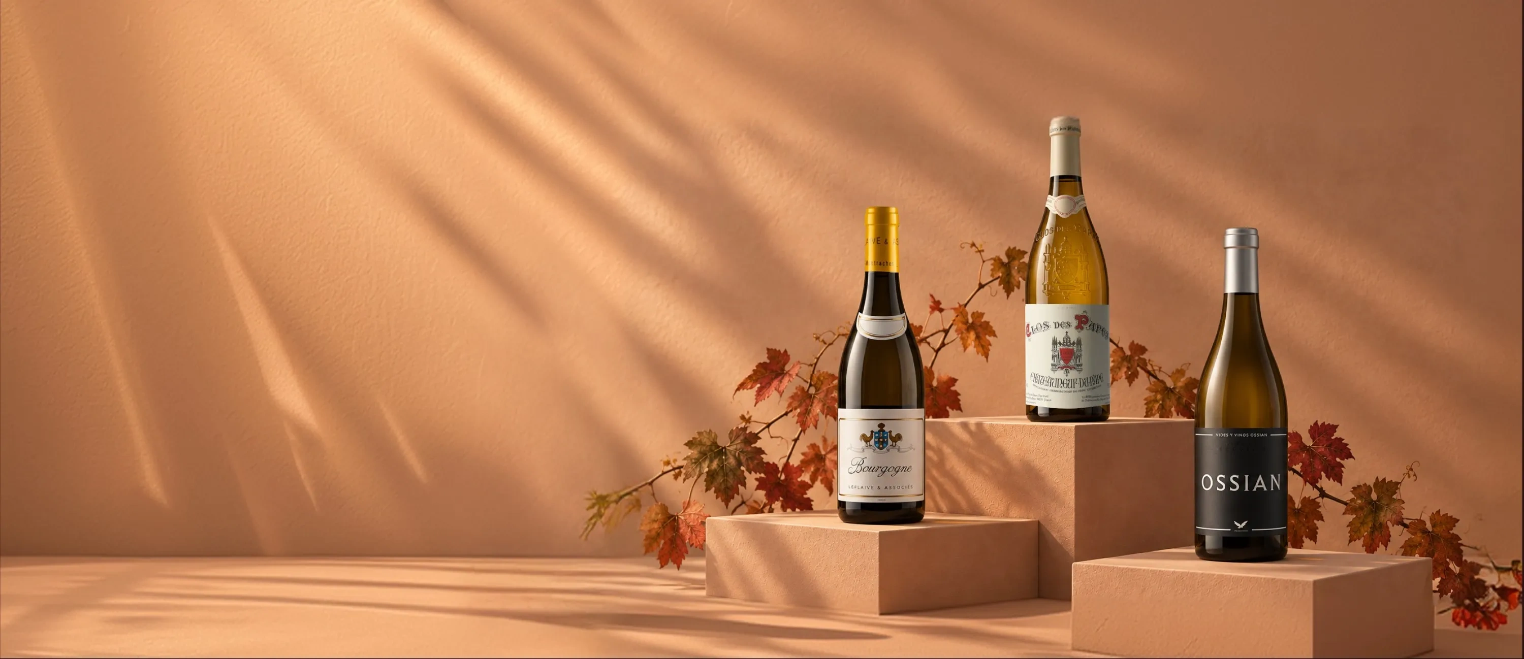 Bouteilles de vin blanc pour l'automne