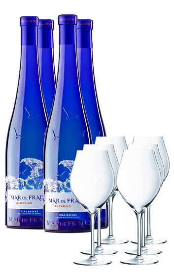 Produit: Mar de Frades albariño 2025 (x4) accompagné de 6 verres Zéfiro
