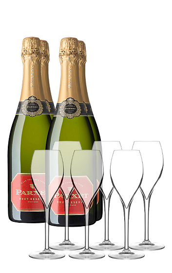 Produit: Parxet Brut Reserva 2021 (x4) avec des verres à cava (x6)