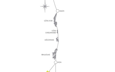 Mapa de las distintas zonas de Borgoña