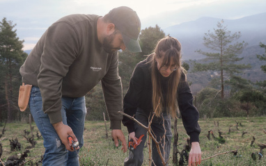 laura y Juan Andrés entre cepas
