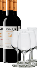 Produit: Legaris Rouge crianza 2022 (x4) avec verres (x6)