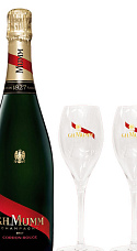 Pack Botella Mumm Cordon Rouge Brut con 2 copas de regalo